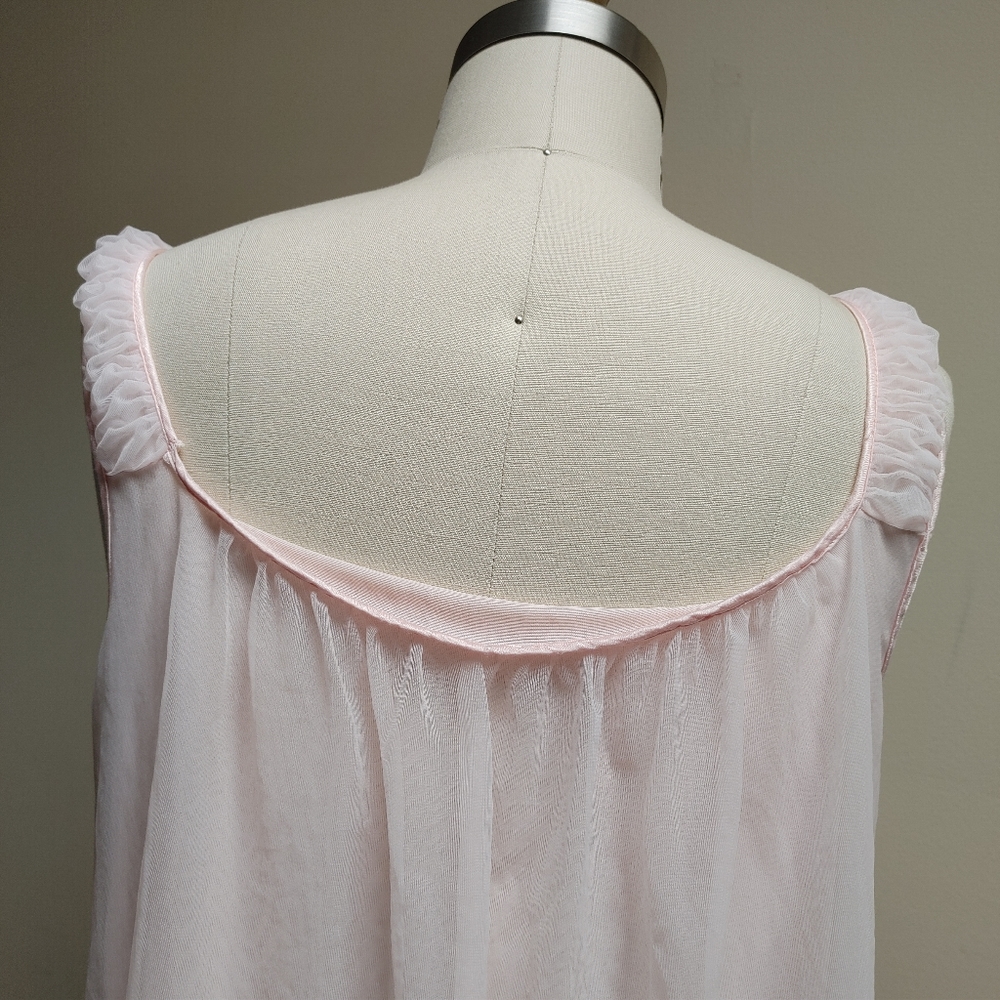 Vtg Sis. Wt Grant Pink Chiffon Nightgown M View 6